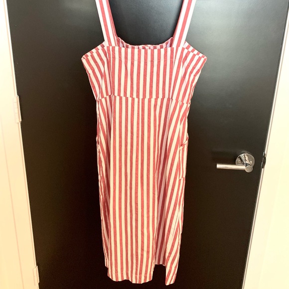 Red Strip Button-Front Dress - Picture 2 of 4